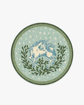 Woodland Wanderer Unicorn Green Rug
