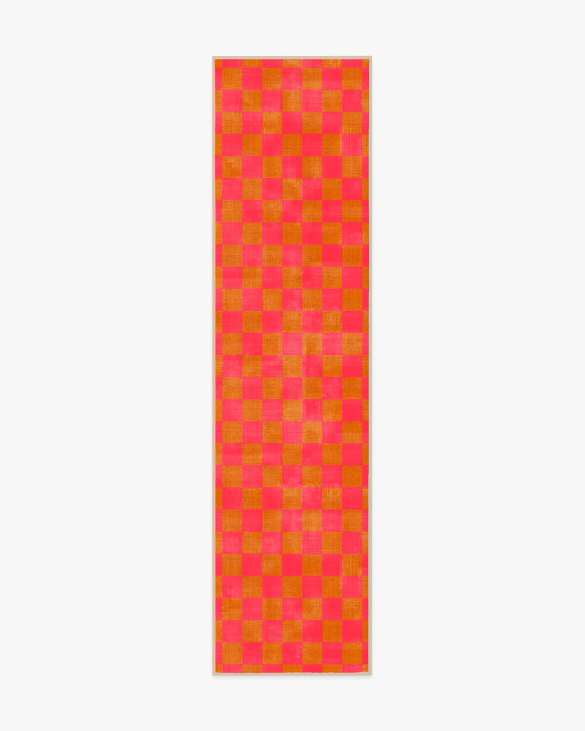 Nonna's Checkerboard Coral & Butterscotch Rug by Dan Pelosi